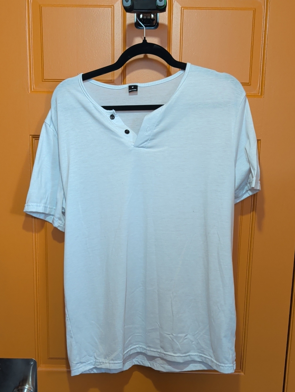 Shein Men's White Short-Sleeve Henley Shirt